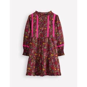 Mini Boden Lace Detail Woven Dress Chestnut Flower Meadow Sz 11-12Y NWT